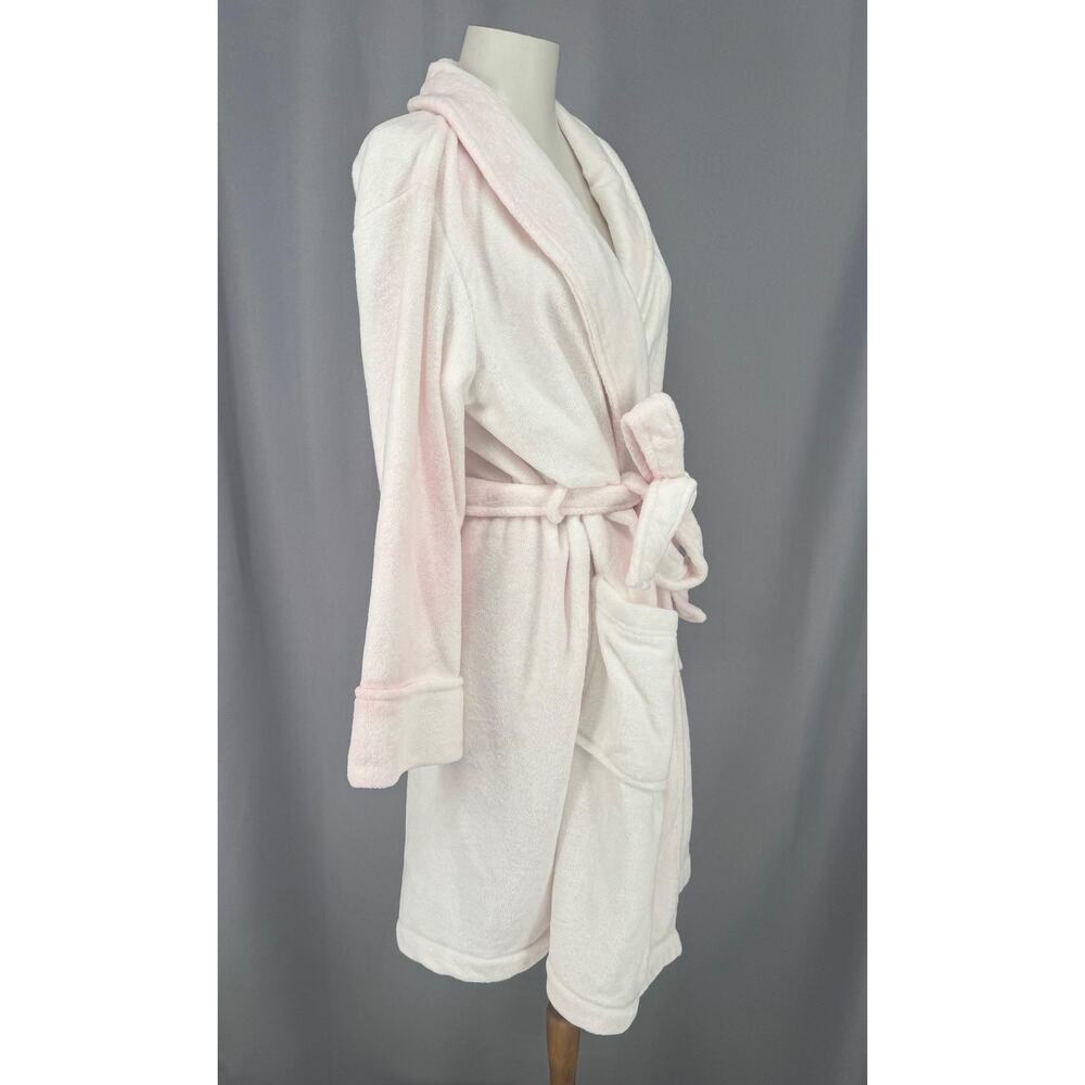 Charter Club Robe Womens Medium Pink Fleece Belted Shawl Collar Kimono Lounge - Picture 3 of 14